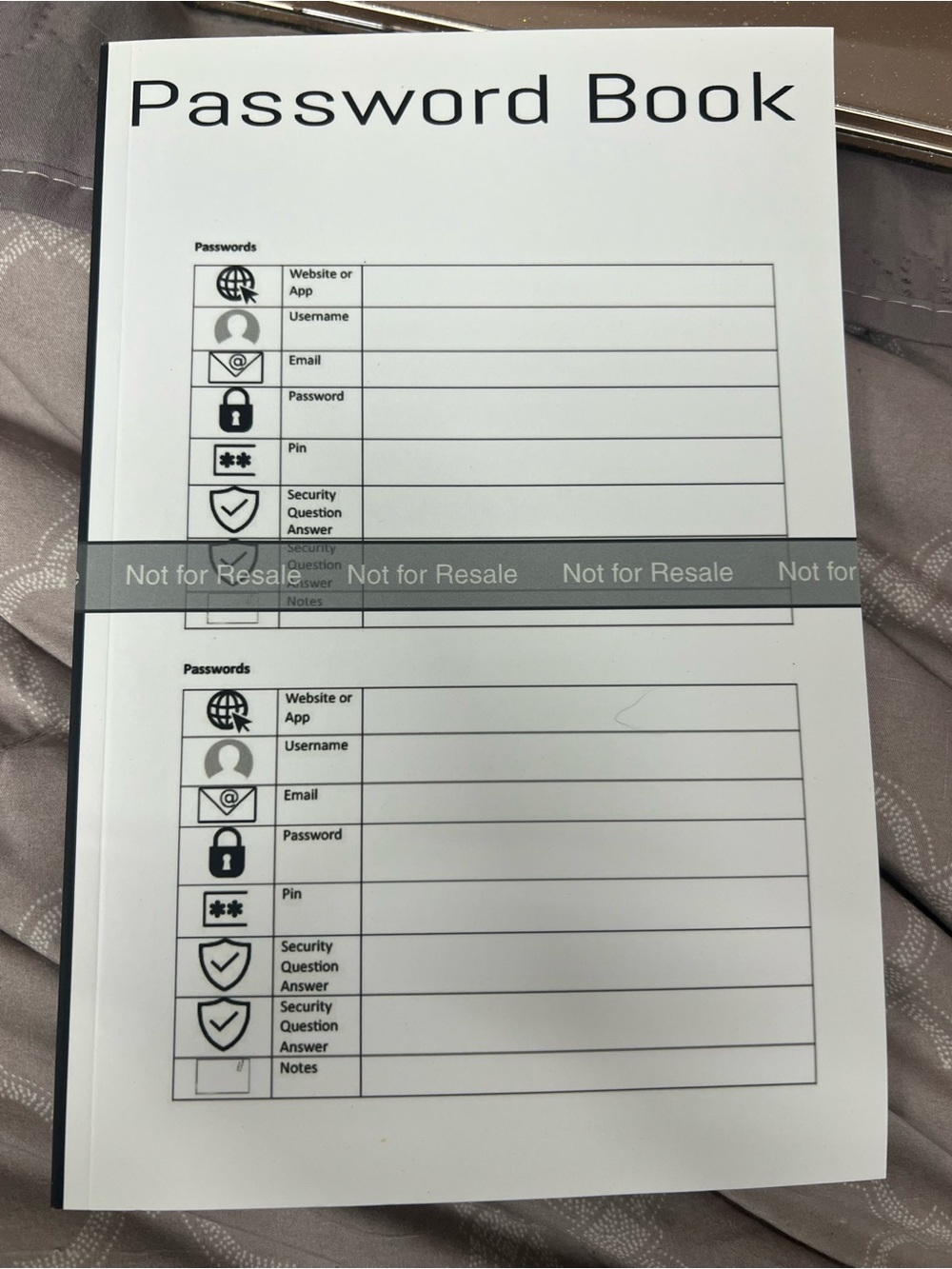 Password Book Notebook - White